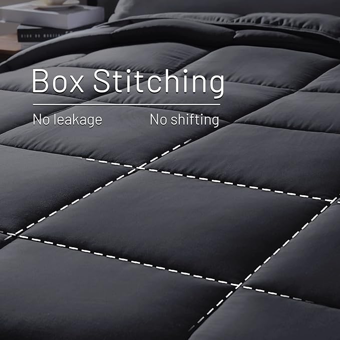 NEXHOME PRO Viscose from Bamboo Cooling Comforter, King Lightweight Down Alternative Organic Natural Duvet Insert,Summer Bedding Blanket Cool for Hot Sleepers,8 Corner Tabs Dark Grey 106x90
