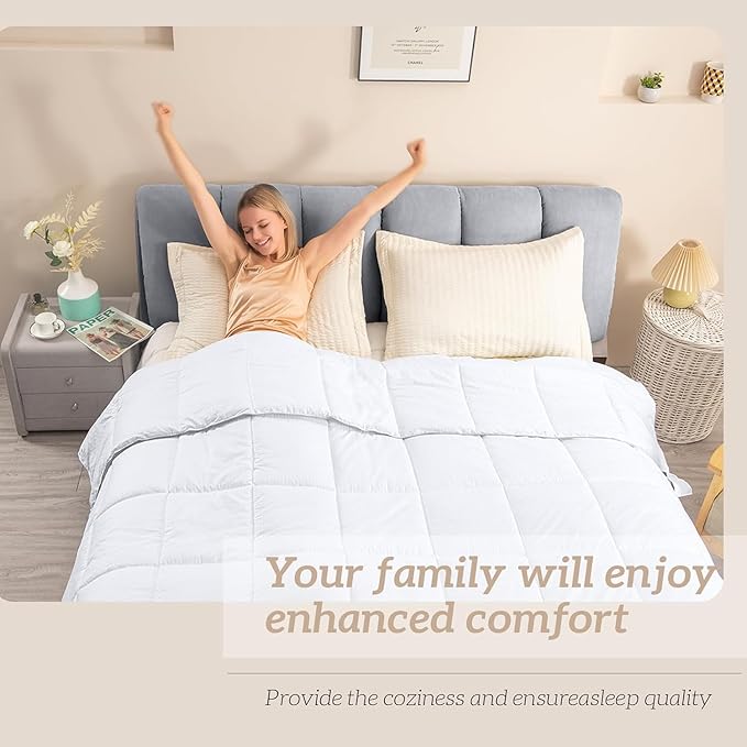 Homelike Moment Comforter King Size - White Duvet Insert Down Alternative Bed King Comforter, Lightweight Bedding Comforters Quilted Soft All Season with Coner Tabs White Square Embossed