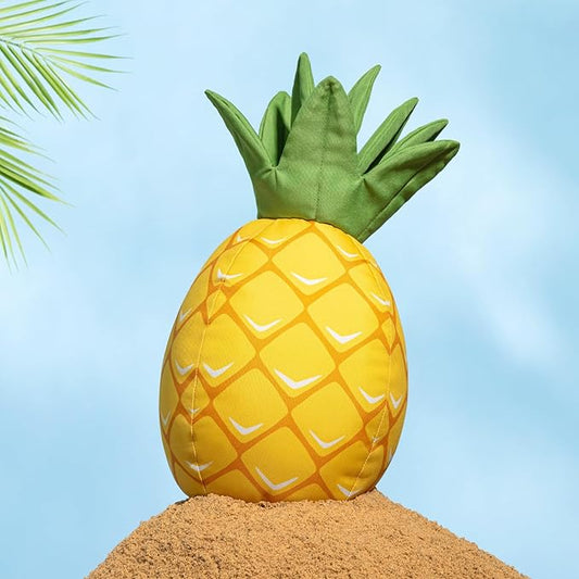 Phantoscope Fruit Outdoor Shaped Pillow Series Pineapple Shaped Waterproof Outdoor Throw Pillow with Leather Trim, Home Decor Cushion for Patio, Pool, Yellow and Green, 11.5 x 9.5 inches