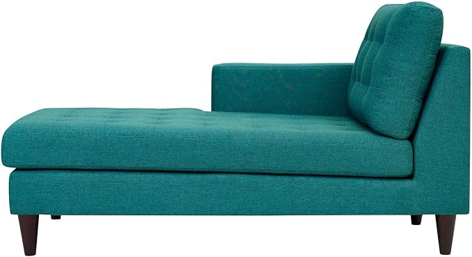 Modway Empress Mid-Century Modern Upholstered Fabric Left-Arm Chaise Lounge In Teal