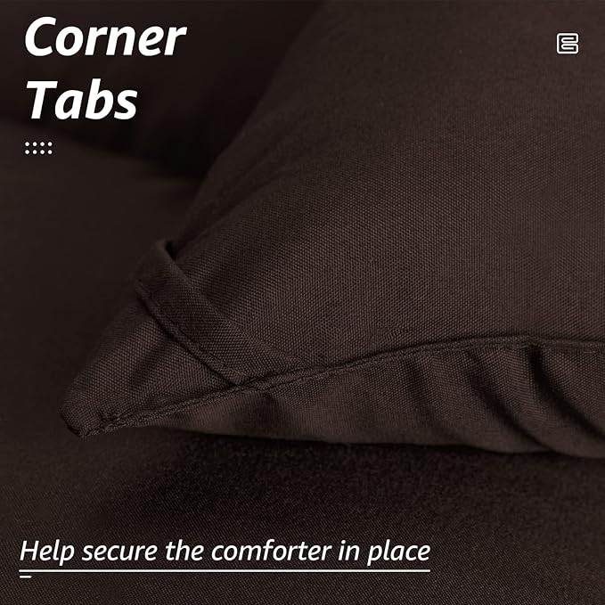HYLEORY All Season Twin Size Bed Comforter - Cooling Goose Down Alternative Quilted Duvet Insert with Corner Tabs - Winter Warm - Machine Washable - Brown