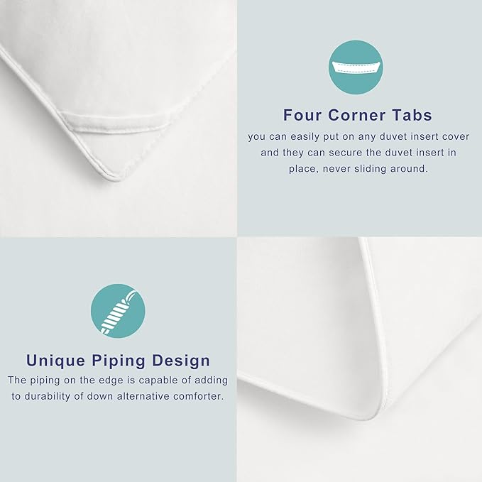 ACCURATEX Super Queen Duvet Insert Comforter 98x98,100% Cotton 400GSM Thick Fluffy Down Alternative Comforter,Breathable Soft White Hotel Bed Duvet Insert with Corner Tabs