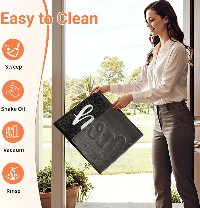 StepLively Door Mat Home Welcome Mats Outdoor and Indoor, Heavy-Duty Low-Profile Non-Slip Front Welcome Mat for Home Entrance, Outside Entry, Yard, Floor, Patio (30''x17.5'', Black) - Image 5