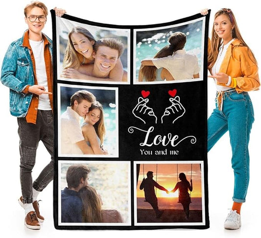 Printwoo Custom Blankets with Photos, Personalized Photo Blankets Using My Own Photo, Personalized Gifts for Boyfriends Girlfriends Dad Mom