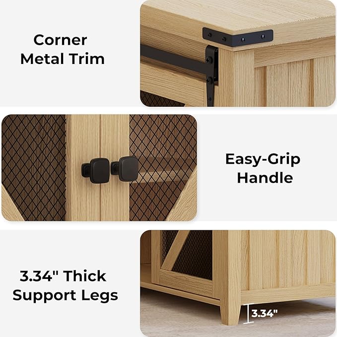 48" Farmhouse Lift Top Coffee Table with Storage, Sliding Barn Door, Large Hidden Compartment, Wooden Lifting Tabletop with Adjustable Shelf for Living Room, Office (Oak)