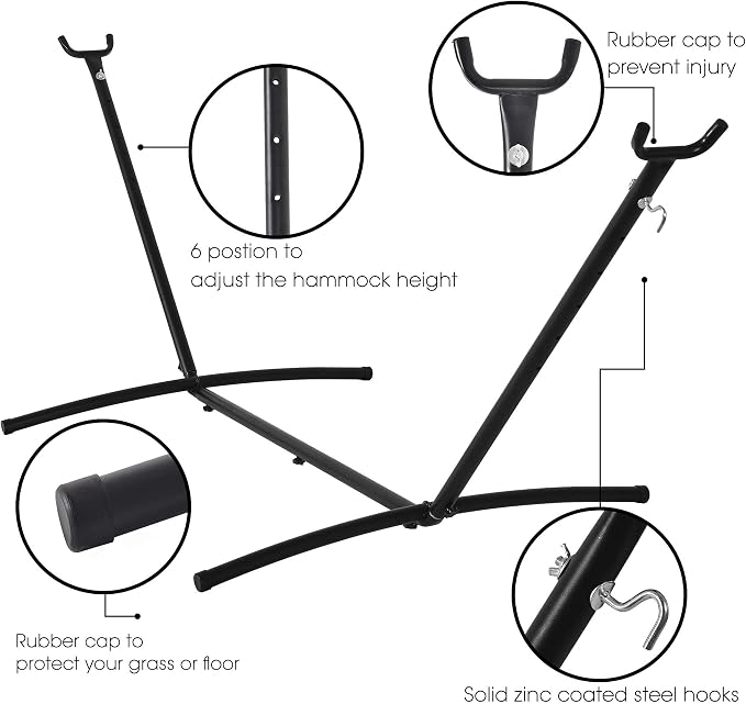 Prime Garden Hammock with Stand for Outside, Heavy Duty Space Saving Steel Stand with 450 lb Capacity,Double Hammock with Portable Carrying Bag, Hamacas para Adultos for Outdoors, Patio, Garden, Yard - Image 7