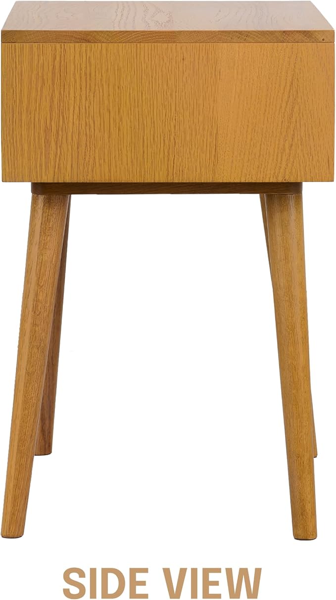 NTC Solid Oak Zoe Nightstand, Mid Century Modern Side Table Bedroom, Bedside Furniture, Night Stand, End Table, Easy Assembly - Rustic Oak - Image 6