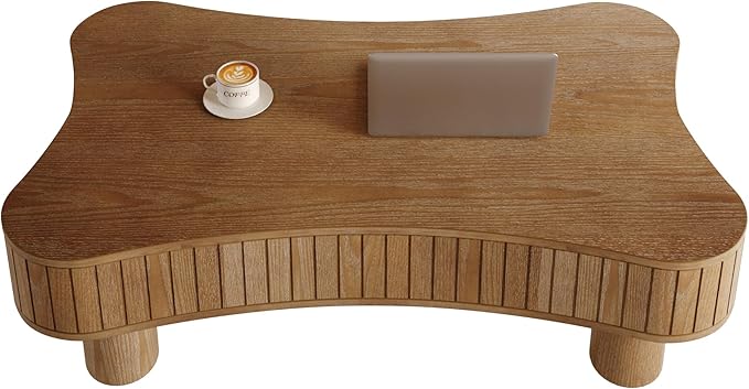 Cloud Lift Top Coffee Table with Storage, 42.52" Modern Lrregular Fluted Coffee Tables with Lifting Top,Cute Low Center Tables for Living Room, Apartment or Office-Walnut