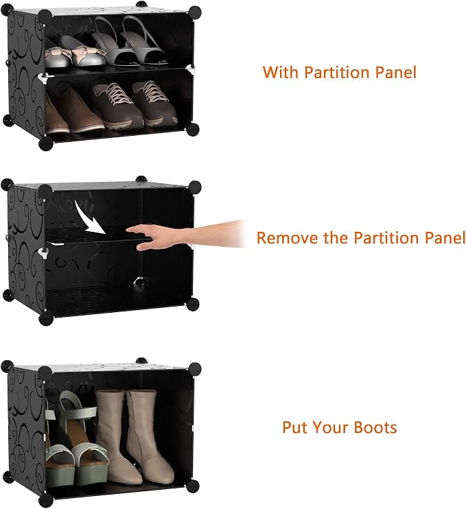HOMIDEC Shoe Rack Organizer, 6 Tier Storage Cabinet 24 Pair Plastic Shoe Shelves for Closet Hallway Bedroom Entryway - Image 5