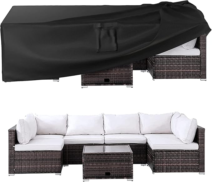 Ruimoy Patio Furniture Covers, Outdoor Furniture Cover Waterproof, General Purpose, Outside Table and Chair Covers, Heavy Duty 600D (128 Inch L x 82 Inch W x 28 Inch H) by Ruimoy