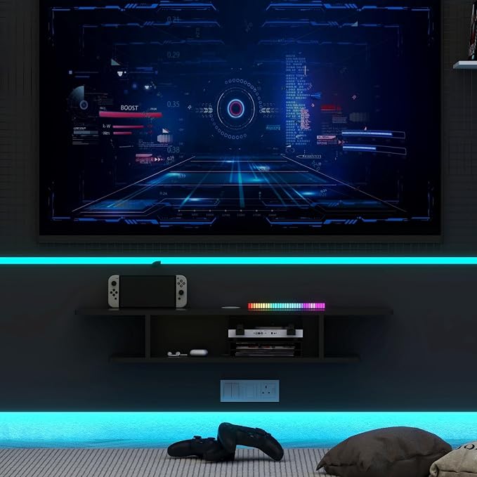 GHC Floating TV Stand, Wall Mounted Entertainment Center and Cabinet Shelf, TV Console with Storage, Media Console for DVD Player, Space-Saving Under TV Shelf for Bedroom, Living Room (Black) - Image 8