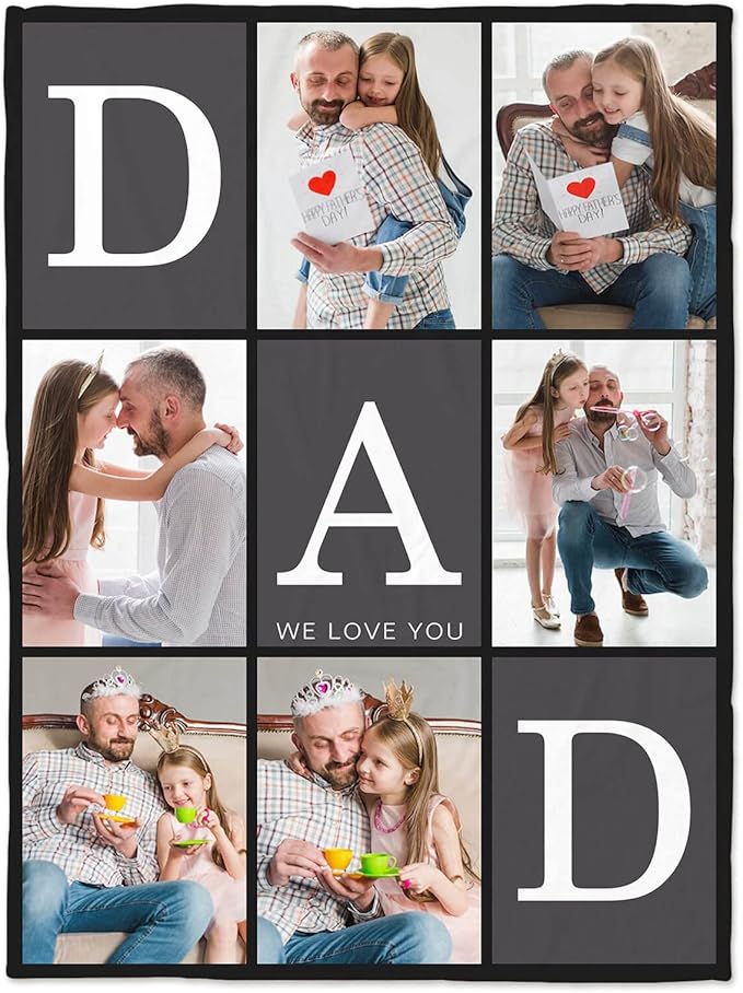 Printwoo Gifts for Dad Customized Blanket with Photo, Make a Personalized Fathers Day Blankets with Picture to My Dad Custom Memories Souvenir Throw Blanket for Best Daddy Ever