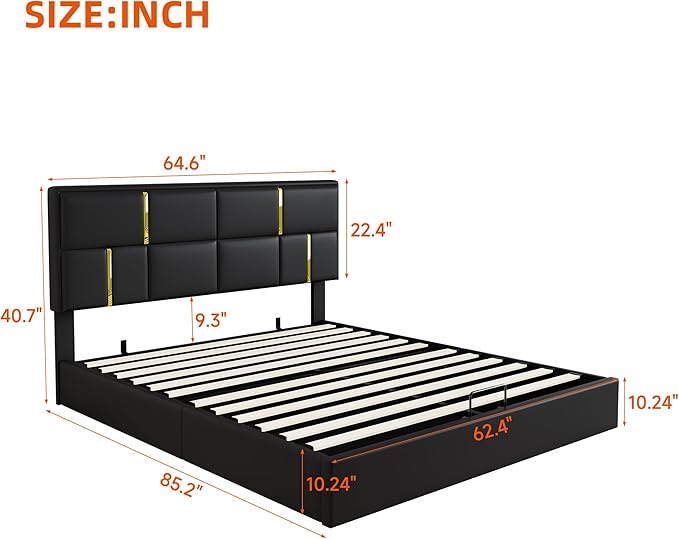 Harper & Bright Designs Queen Size Platform Bed with Lift Up Storage and Ottoman Bench, Velvet Upholstered Queen Bed Frame with Headboard, 2-Pieces Queen Bedroom Sets, Easy Assemble, Black