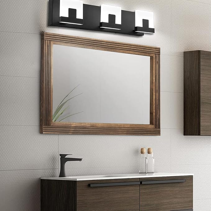 YOSHOOT Hand-Made Wooden Spliced Wall Mirror for Bathroom, Rustic Farmhouse Vanity Mirror, Décor Wall Art, Solid Wood Frame, Vertical or Horizontal Hanging - Image 2