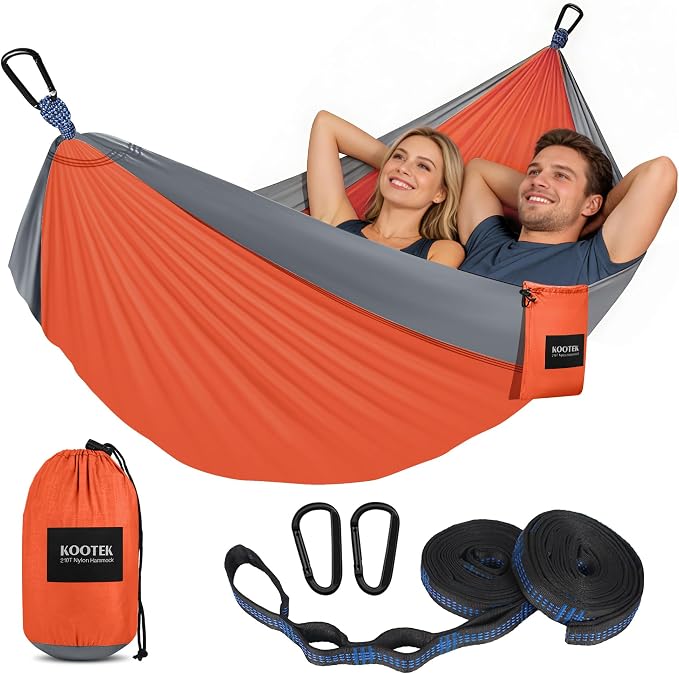 Kootek Camping Hammock, Portable Hammocks with Tree Straps & Attached Carry Bag, Camping Essentials Gear, Perfect for Outside Indoor Hiking Beach Backpack Travel by Kootek