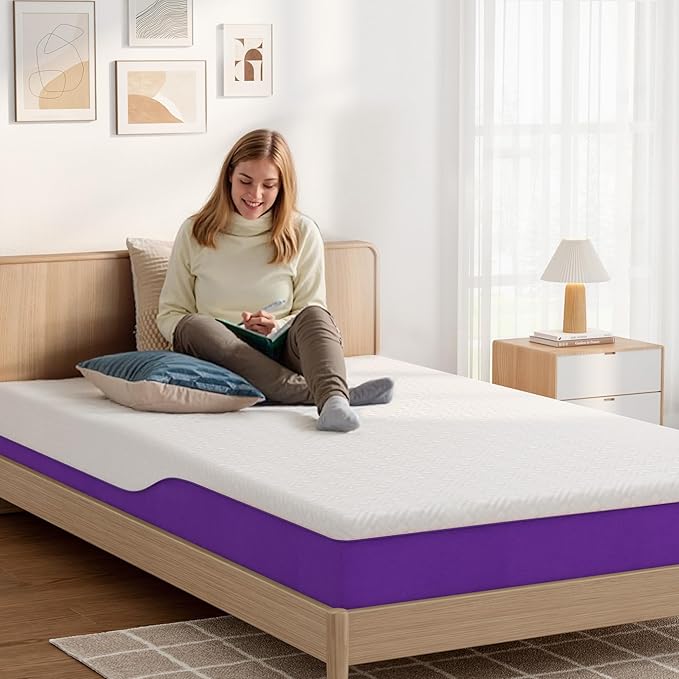 10 Inch Twin Size Mattress for Dorms, Daybeds, Living Room, Guest Rooms, Gel Memory Foam Mattress, Medium Firm, Removable Washable Cover