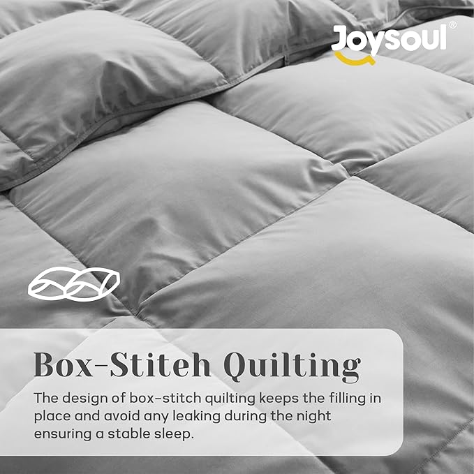 Joysoul Feather Down Fiber Comforter Queen Size - All Season Ultra Soft Goose Down & Feather Fiber Fill Duvet Insert, Luxury Hotel Dark Gray with 8 Corner Tabs (Gray, Full/Queen)