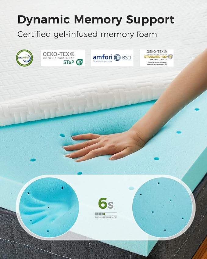 PERLECARE Twin Mattress Topper - 4 Inch Cooling Memory Foam Mattress Pad Made with CertiPUR-US® Certified Foam, Bed Topper with Bamboo Cover,Removable & Washable & Non-Slip, Oeko-Tex Certified