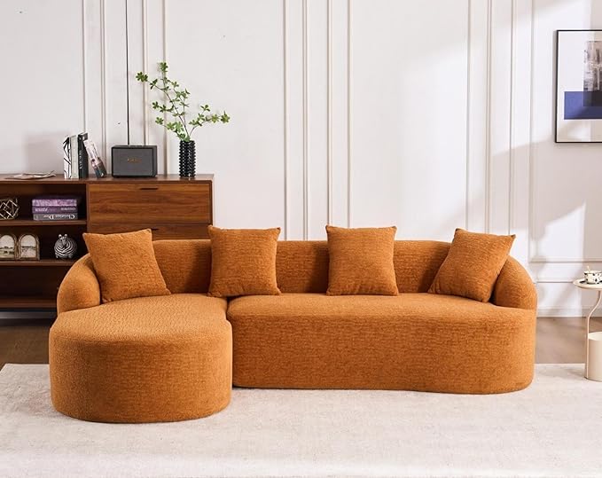 KEIKI L-Shaped Chenille Modular Sectional Couches with Chaise Lounge & 4 Pillows, 3 Seater Oversized Upholstered Luxury Plush Cloud Sofa for Living Room Apartment, Full Sponge Compression