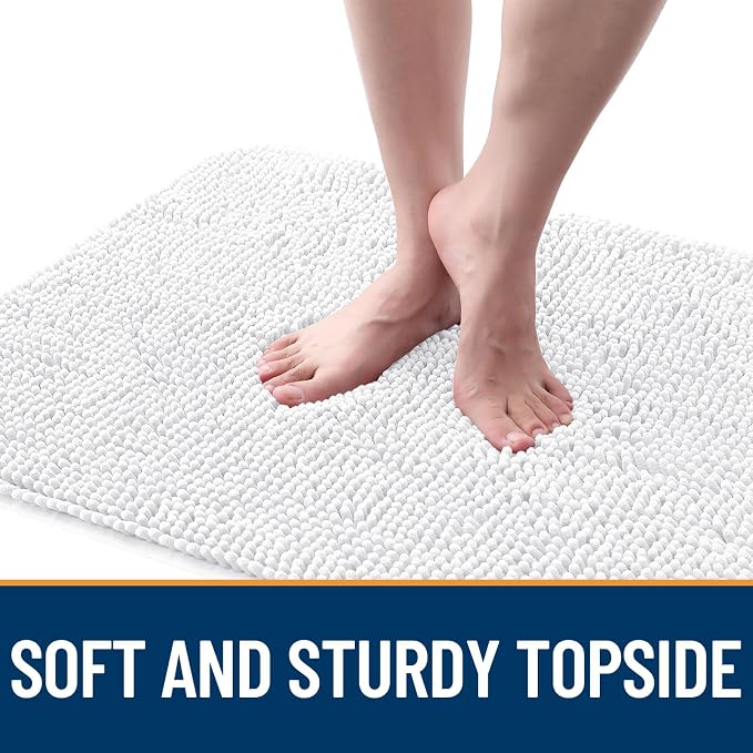 OLANLY Dog Door Mat for Muddy Paws 45x27, Absorbs Moisture and Dirt, Absorbent Non-Slip Washable Doormat, Quick Dry Chenille Mud Mat for Dogs, Entry Indoor Entryway Carpet for Inside Floor, White - Image 4