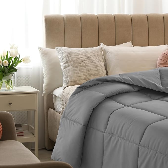 LUX Décor Twin Comforter – 92x68 Ultra-Soft Down Alternative Duvet Insert with Corner Tabs & Box Stitching, Hotel Quality Plush Microfiber Bedding, Oeko-TEX Certified - White