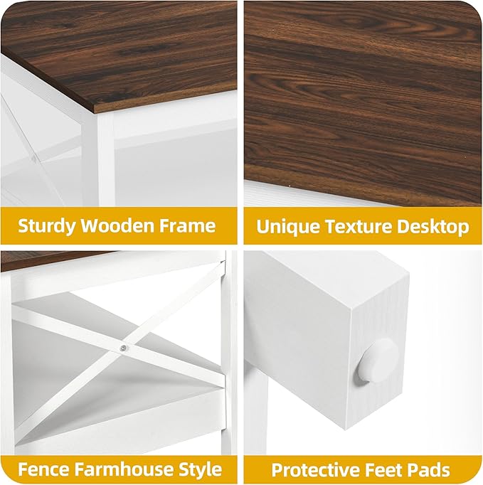 DWVO Rectangle Coffee Tables for Living Room Storage Table Wood Coffee Table with Thicker Legs 2 Tier Modern Coffee Table Center Table for Living Room, Brown