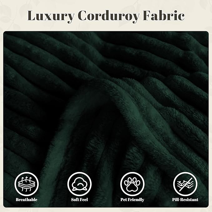 75" Cloud Loveseat Sofa, 26" Deep Seat Boneless Couches for Living Room, Modern 3 Seater Sofa with Throw Pillows, Corduroy Compression Sofa in Box, No Assembly Couch for Bedroom, Dorm, Dark Green