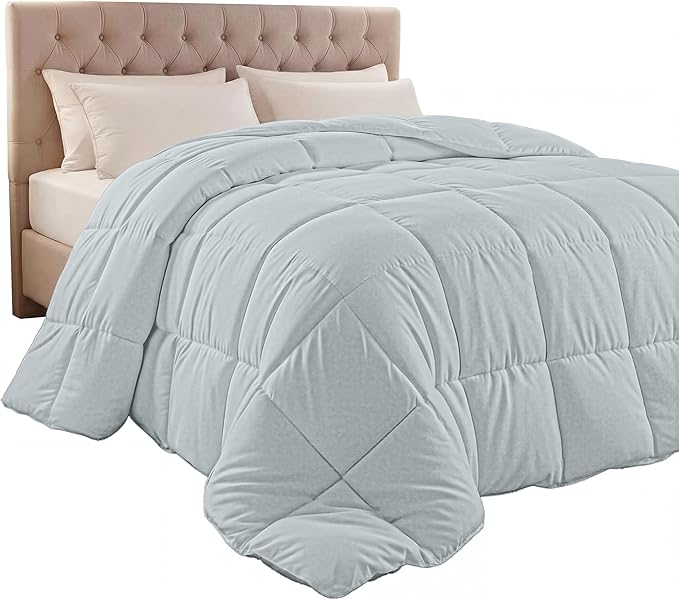 Utopia Bedding King Comforter Duvet Insert, Quilted Light Grey Comforter with Corner Tabs, Box Stitched Down Alternative Comforters King Size 90 x 102 inches