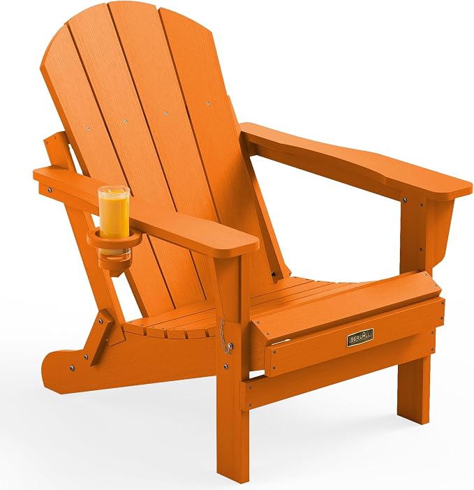 SERWALL Adirondack Chair for Patio Garden Outdoors Heavy All-Weather Fire Pit Chairs - Orange by SERWALL