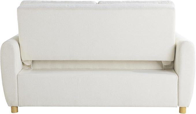 Serta Galway 66.5" Convertible Sleeper Loveseat, Full Size, Dreamcoil Comfort, FingerGuard Pinch Point Protection, Boucle Fabric, Ivory