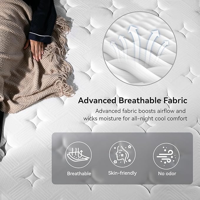 Twin Mattress, 10 Inch Hybrid Twin Size Mattress in a Box, Memory Foam Individual Pocket Springs, Medium Firm Comfort, Motion Isolation, Ideal for All Sleep Positions, CertiPUR-US Certified