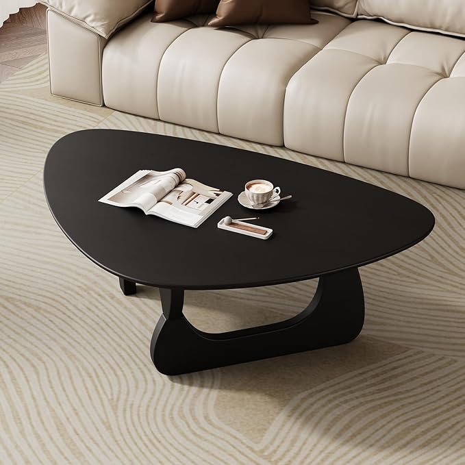 Mid Century Modern Coffee Table - Black Wooden Coffee Table for Living Room,Center Table Suitable for Bedroom Living Room Reception Office Tables (Black, Small 34.5 * 23.5 * 16in)