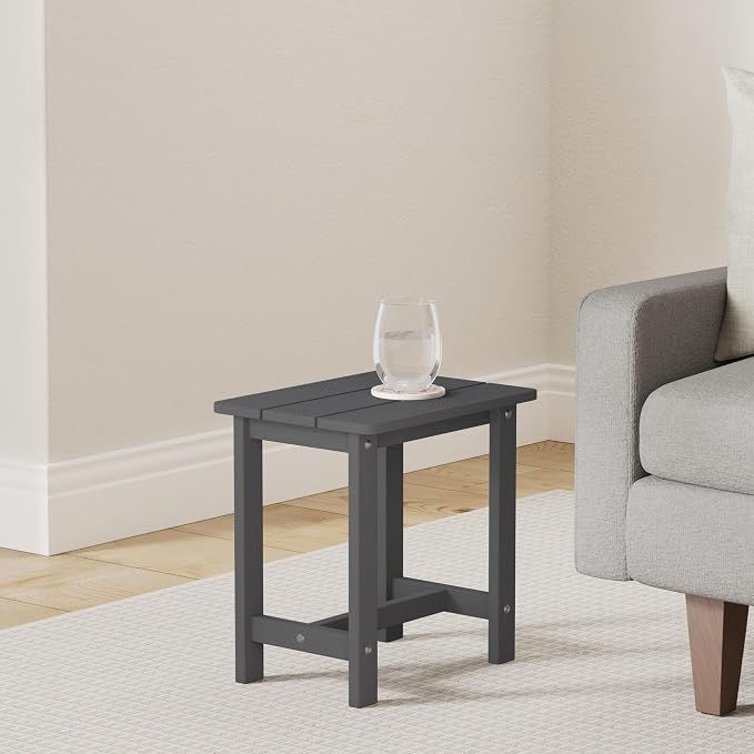 LUE BONA Outdoor Side Table, HDPS Small Outdoor Adirondack Side Tables, Outside End Table for Patio, Porch, Deck, Pool, Weather Resistant/Easy Maintenance, Dark Gray - Image 2