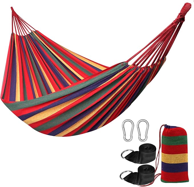 ANYOO Cotton Hammocks Portable Hammock with Tree Straps Easy Setup Indoor/Outdoor Hanging Bed 550lb Capacity Perfect for Backyard Camping Travel by Anyoo