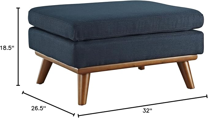 Modway Engage Mid-Century Modern Upholstered Fabric Ottoman in Azure