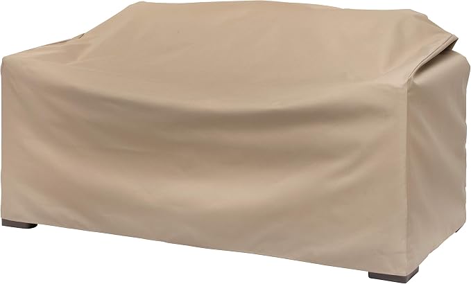 Modern Leisure Basics Patio Loveseat Cover, 55"L x 33"W x 38"H, Khaki - Image 11