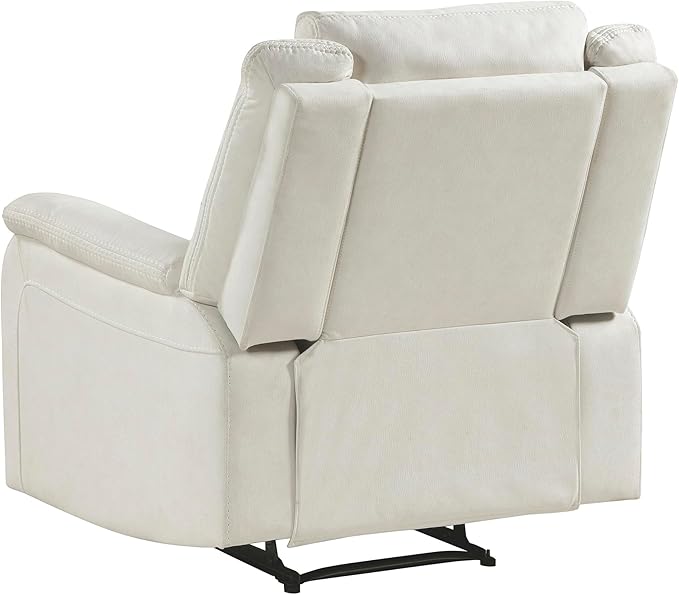 Lexicon Manual Recliner Chair, Polished Microfiber Reclining Sofa Chair, Home Theater Seating, Wall Hugger Manual Recliner for Living Room/Office/Apartment, Beige