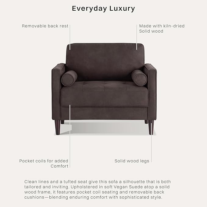 Studio Living® Lexington 39.4" Arm Chair, Mid-Century Modern, Pocket Coil Comfort, Easy Assembly, Woven Fabric, Navy Blue