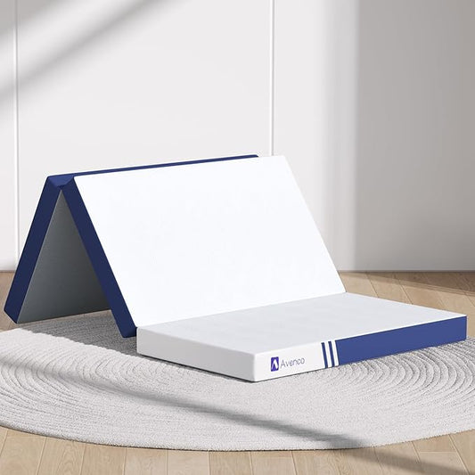 Avenco Foldable Mattress Twin, Folding Mattress 4 Inch Memory Foam, Trifold Mattress Portable with Removable Cover & Detachable for Guest Room/Caravan/Camping/Travel, Twin Size 75"x39"x4"