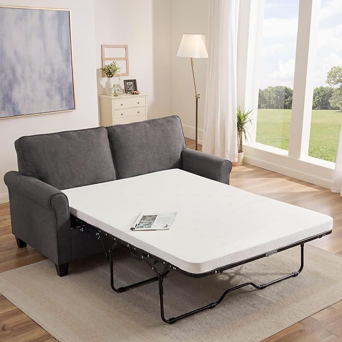 57" Pull Out Sofa Bed with Mattress, Convertible Sofa Bed Loveseat, Twin Sleeper Sofa Couch with Pocketed Coil Seating, Upholstered Fabric Sofa Bed for Small Spaces,Grey | sofa bed, futon sofa bed, sofa bed couch, Sleeper Sofa, pull out sofa bed