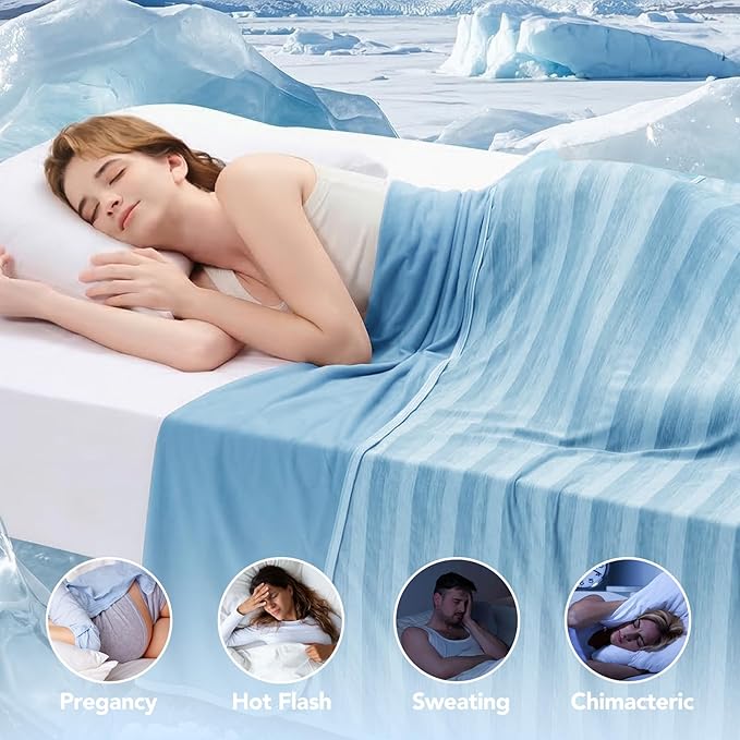 GOHERO Cooling Blanket for Couples- 60"x90" Summer Cooling Throw Blanket for Hot Sleepers Arc-Chill Q-Max >0.45 Cool Fiber, Keeps Cool for Night Sweats, Soft Lightweight Sofa Blankets for Kid Adults