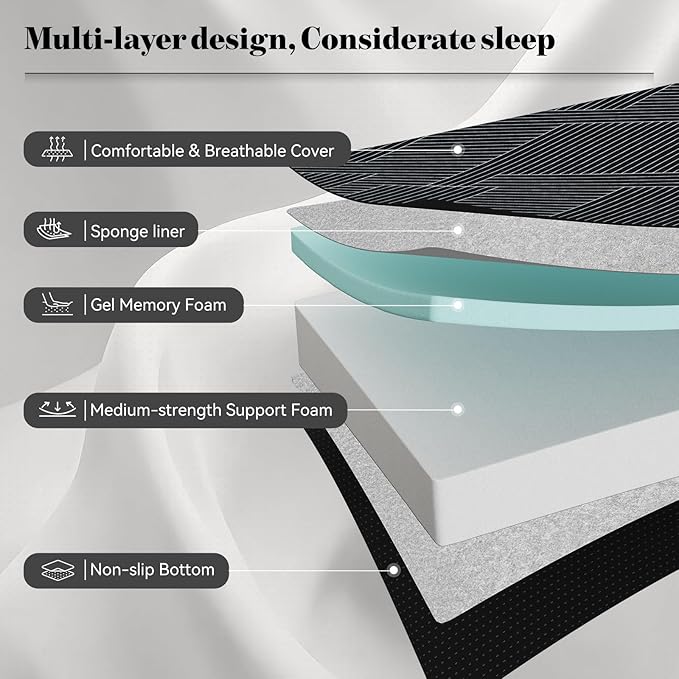 Tri Folding Mattress Full Size - Foldable Mattress Trifold Memory Foam Mat with Washable Cover, Handle & Non-Slip Bottom, Portable Foldable Floor Sofa Bed for Travel Camping Guest - 6 Inch, 73"x52"x6"