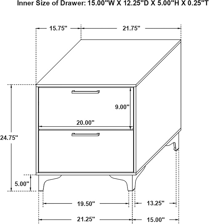 Coaster Home Furnishings Kendall 2-Drawer Contemporary Nightstand Bedroom Storage Cabinet Bedside Table Engineered Wood Eco-Friendly Laminate with Gold Metal Legs and Handles White 224402 - Image 3
