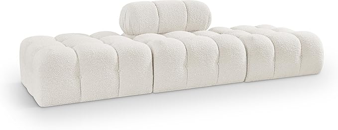 Meridian Furniture 611Cream-S102C Ames Collection Modern | Contemporary Modular Sectional with Rich Cream Boucle Fabric, Modular to Create Infinite Configurations, 102" W x 34" D x 28" H, Cream