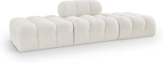 Meridian Furniture 611Cream-S102C Ames Collection Modern | Contemporary Modular Sectional with Rich Cream Boucle Fabric, Modular to Create Infinite Configurations, 102" W x 34" D x 28" H, Cream