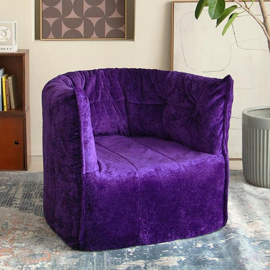 N&V Mid Century Brigantin Deep Relaxation Sofa, Soft Premium Chenille, for Living Room Bedroom and Office (Royal Purple, Single)