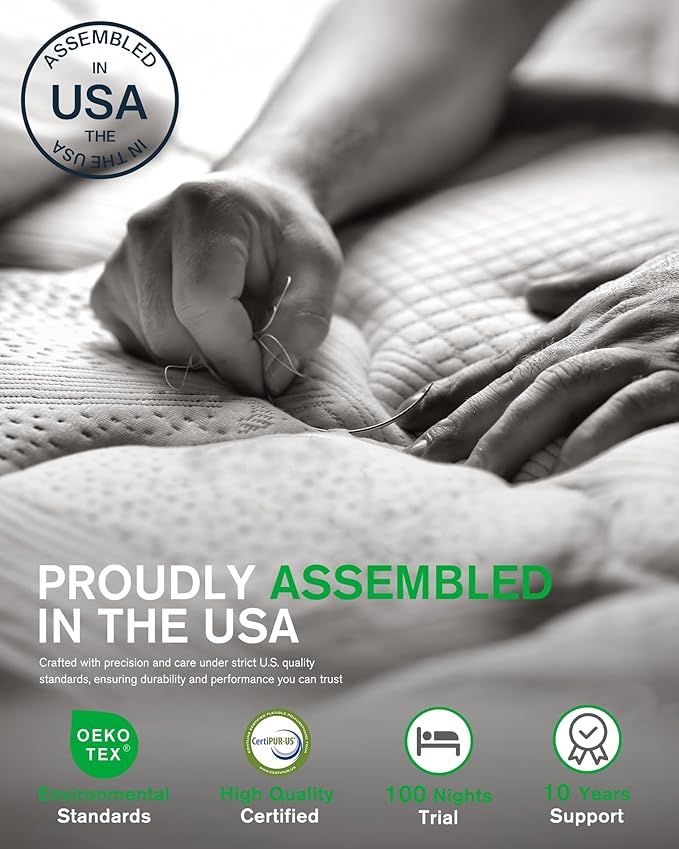 Life Balance 8 Inch Queen Size Mattress, Cooling Gel Memory Foam Mattress in a Box, Made in USA Queen Mattresses, Motion Isolation, Pressure Relief, Medium Firm, CertiPUR-US Certified, CY-8-Q