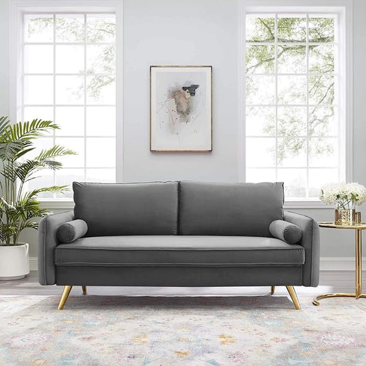 Modway Revive Performance Velvet Sofa, Gray