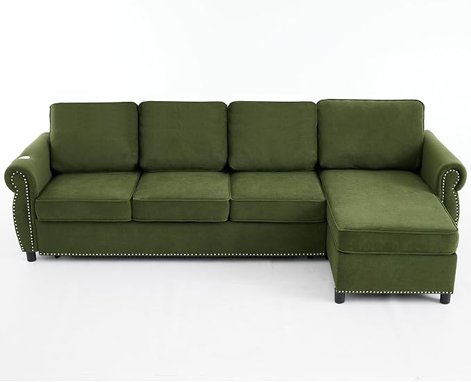 ERYE L-Shaped Reversible Sectional Sofa with Pull Out Queen Memory Mattress Sleeper Bed, 2-in-1 L-Shaped Corner Sectional Couches W/Wireless Charging, Storage Chaise Lounge