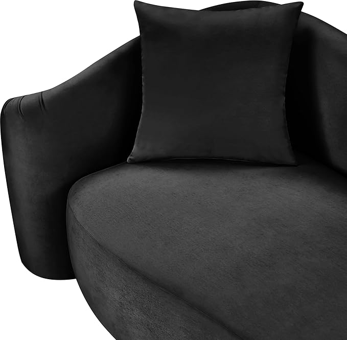 Meridian Furniture 44052Black-S Destin Collection Modern | Contemporary Sofa with Ultra Luxe Black 460 GSM Velvet, Rich Curves, 91" W x 34.5" D x 31" H, Black